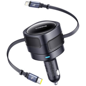 АЗП Baseus Enjoyment Max PD60W with retractable cables (1USB-C/1L) (C00035507121)