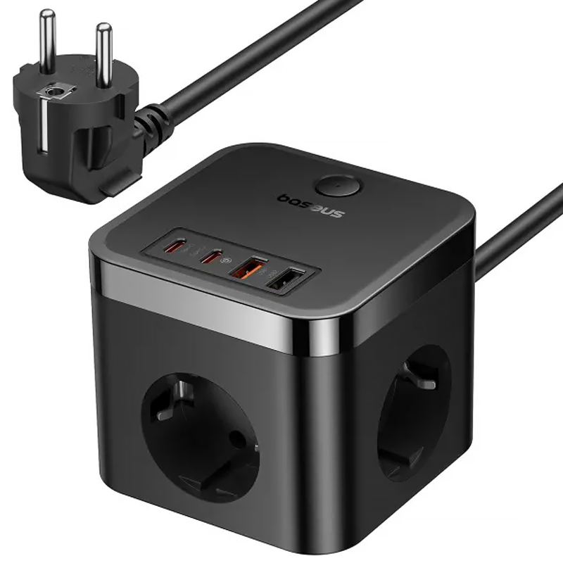 Подовжувач Baseus PowerCombo з PD30W та двома розетками.